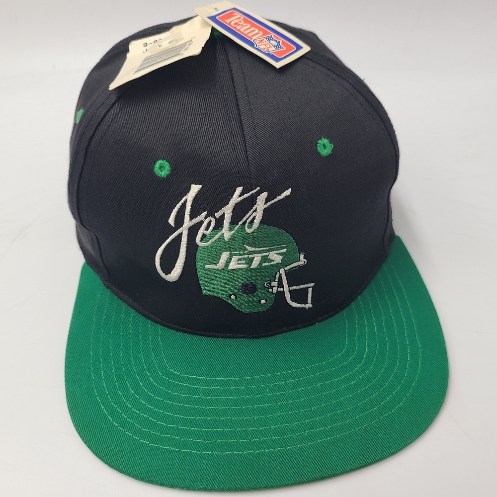 Vintage New York Jets Hat Snapback AJD Team NFL 90s Black Green Men Casual Wear‎